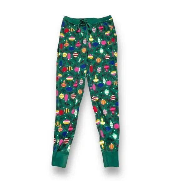 Hanna Andersson Festive Long John Pajama Pant Green Red Delightful Decorations - Picture 5 of 9